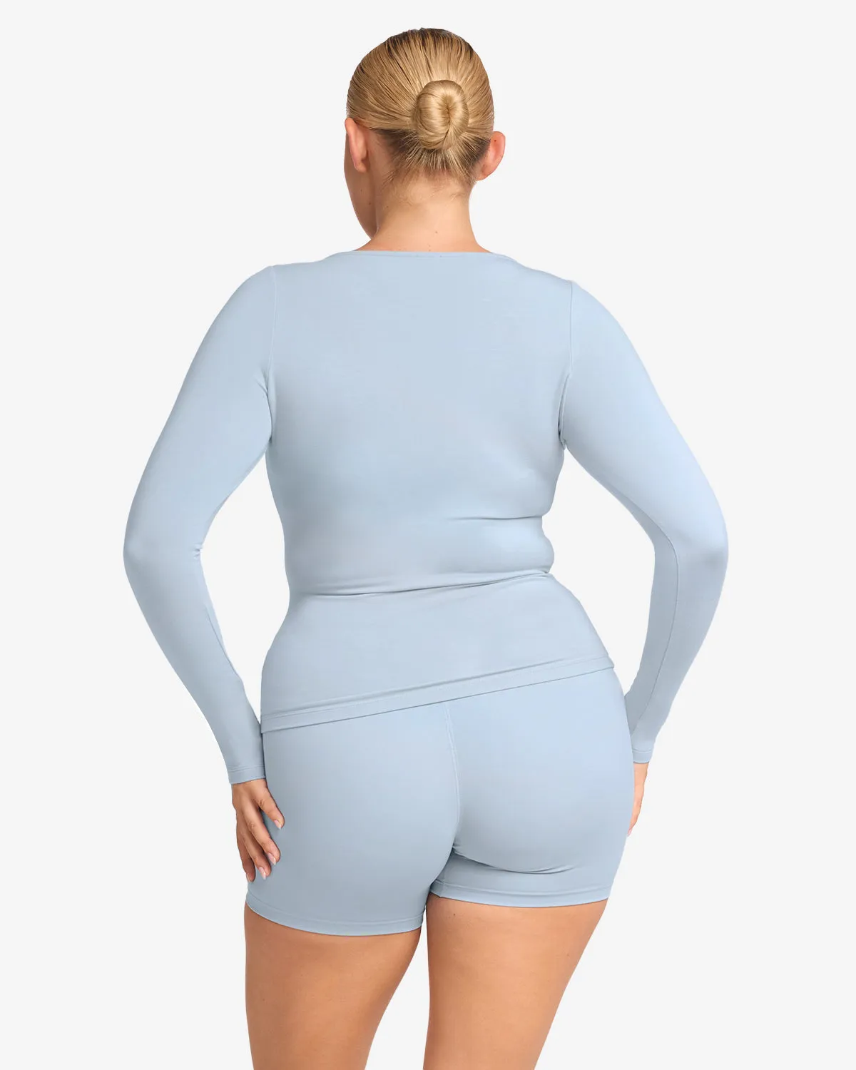 V Neck Long Sleeve Top | Dusty Blue sold by Crop Shop Boutique product image thumbnail 3