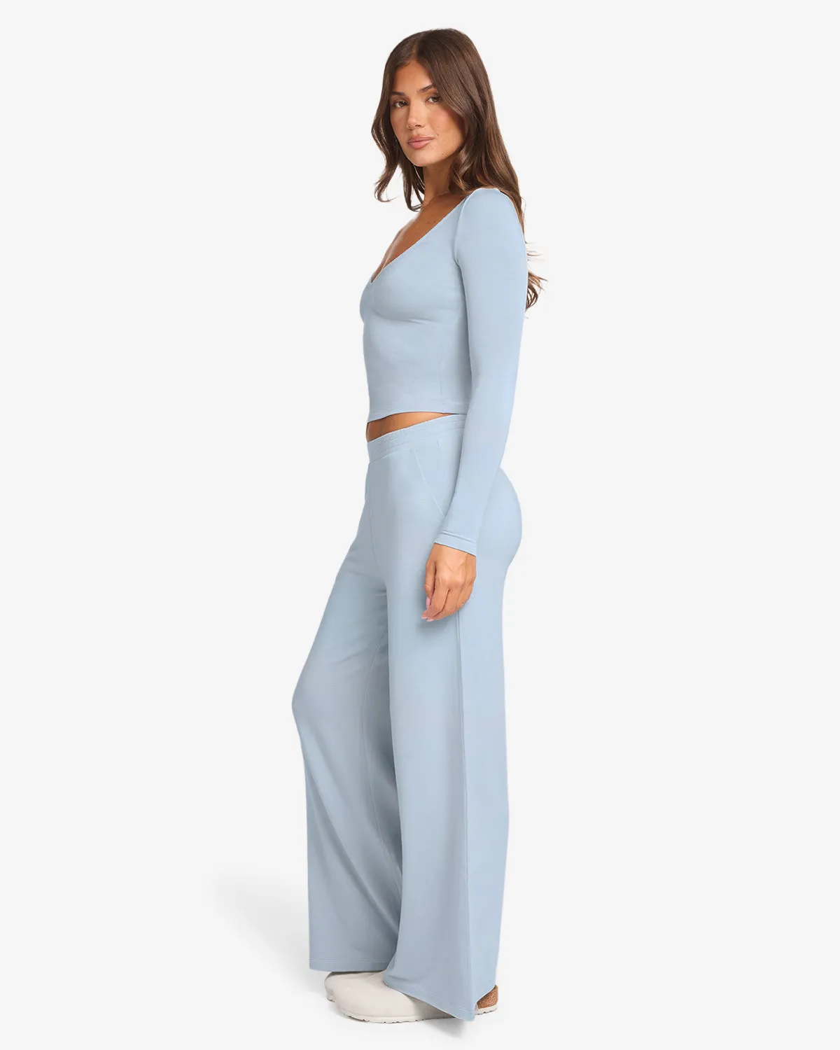 Everyday Wide Leg Pant | Dusty Blue sold by Crop Shop Boutique product image thumbnail 3