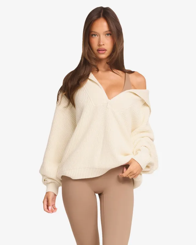 Oversized Knit Sweater | Milk sold by Crop Shop Boutique