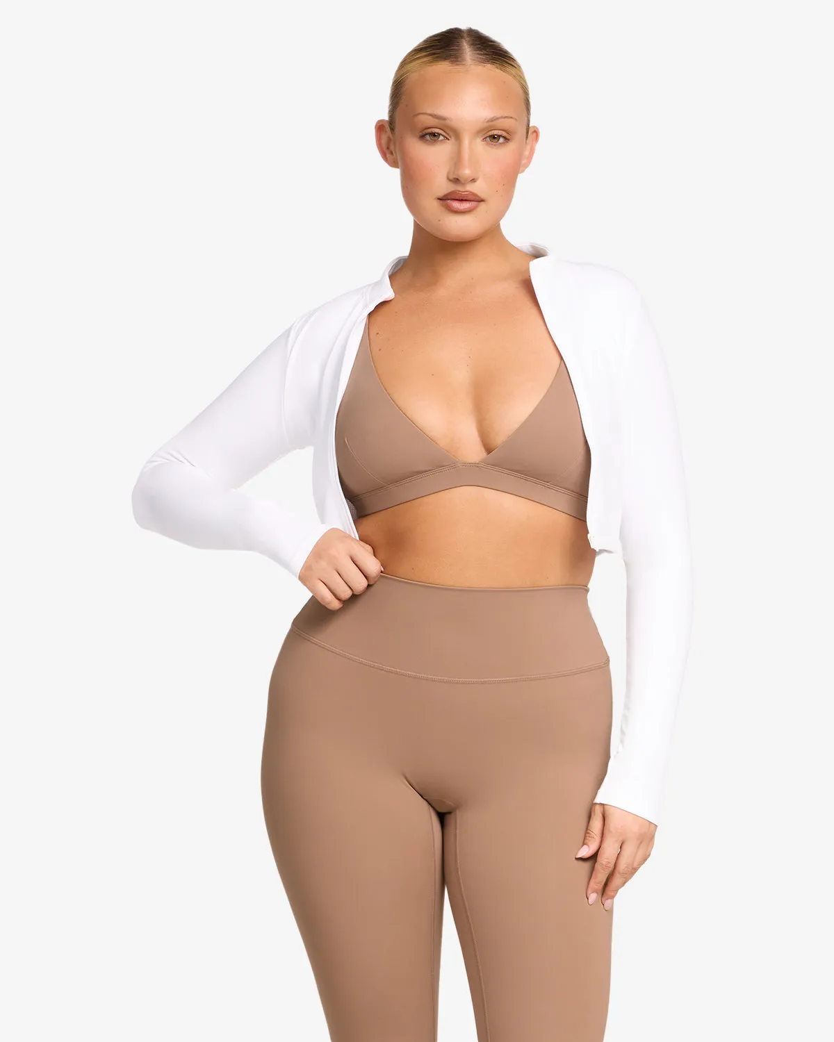 Serenity Cropped Zip Jacket | White sold by Crop Shop Boutique product image thumbnail 2