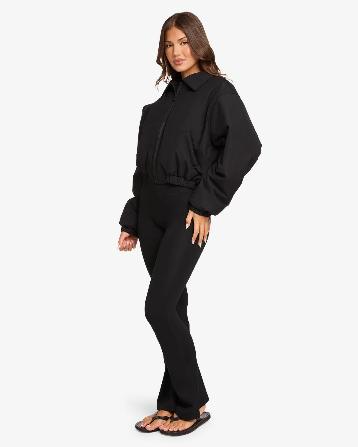 Cropped Oversized Bomber Jacket | Black sold by Crop Shop Boutique product image thumbnail 4