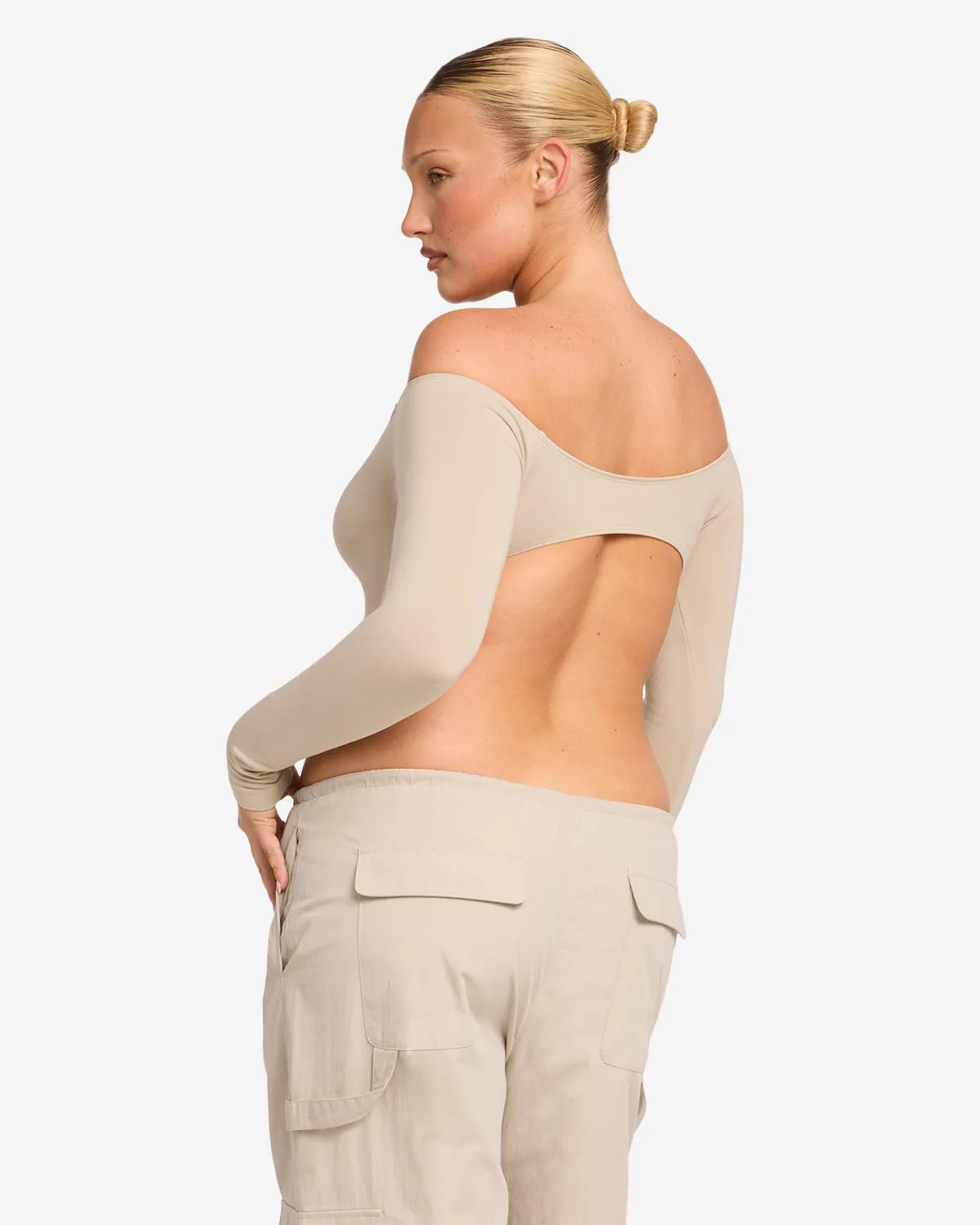 Open Back Long Sleeve Top | Fawn sold by Crop Shop Boutique product image thumbnail 2