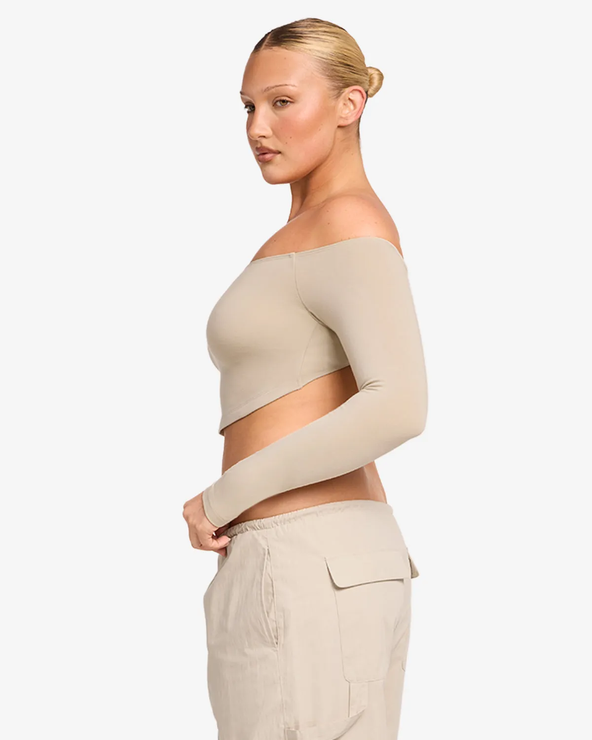 Open Back Long Sleeve Top | Fawn sold by Crop Shop Boutique product image thumbnail 3