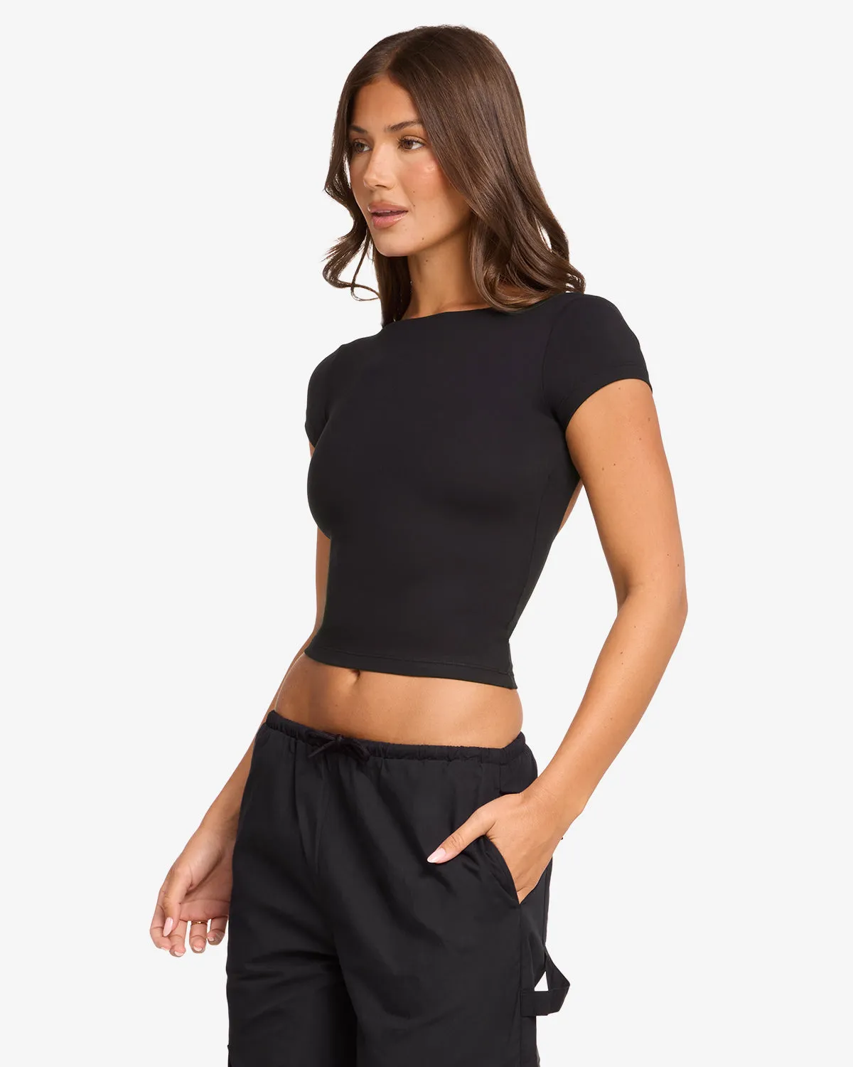 Form Open Back Tee | Black sold by Crop Shop Boutique product image thumbnail 3