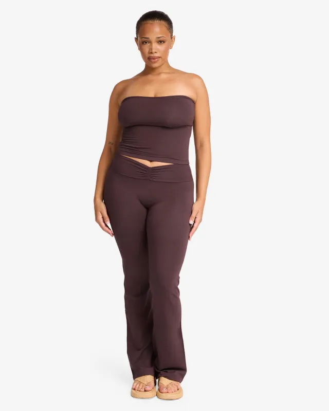 Ruched Yoga Pant | Espresso sold by Crop Shop Boutique