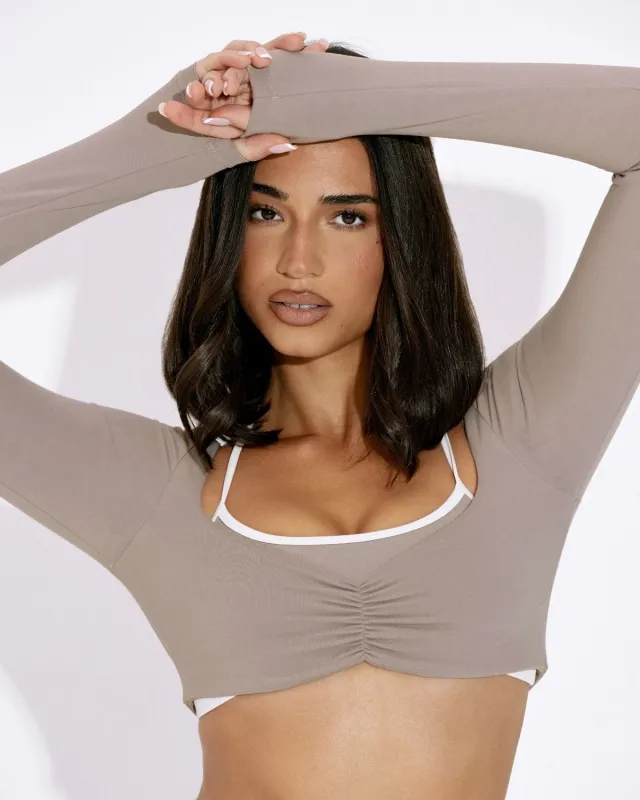 Form Margo Long Sleeve Top | Latte sold by Crop Shop Boutique
