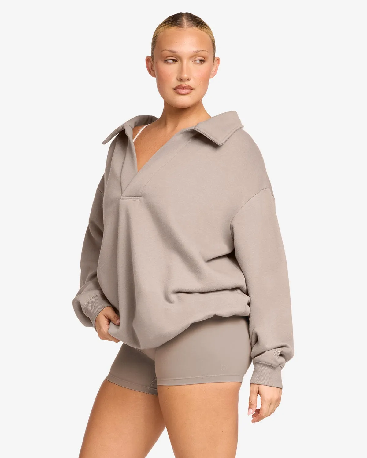 Open Collared Sweater | Latte sold by Crop Shop Boutique product image thumbnail 5