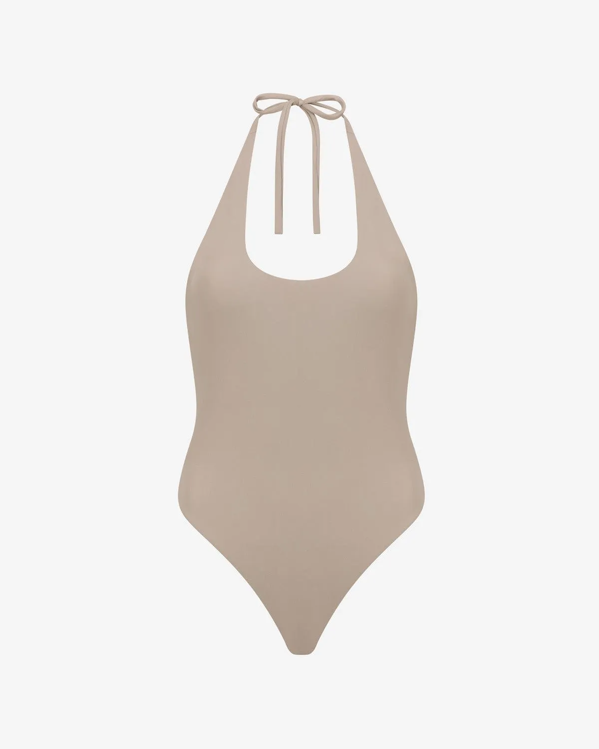 Swim Halter One Piece | Almond sold by Crop Shop Boutique