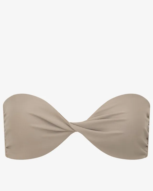 Swim Twist Bandeau | Almond sold by Crop Shop Boutique