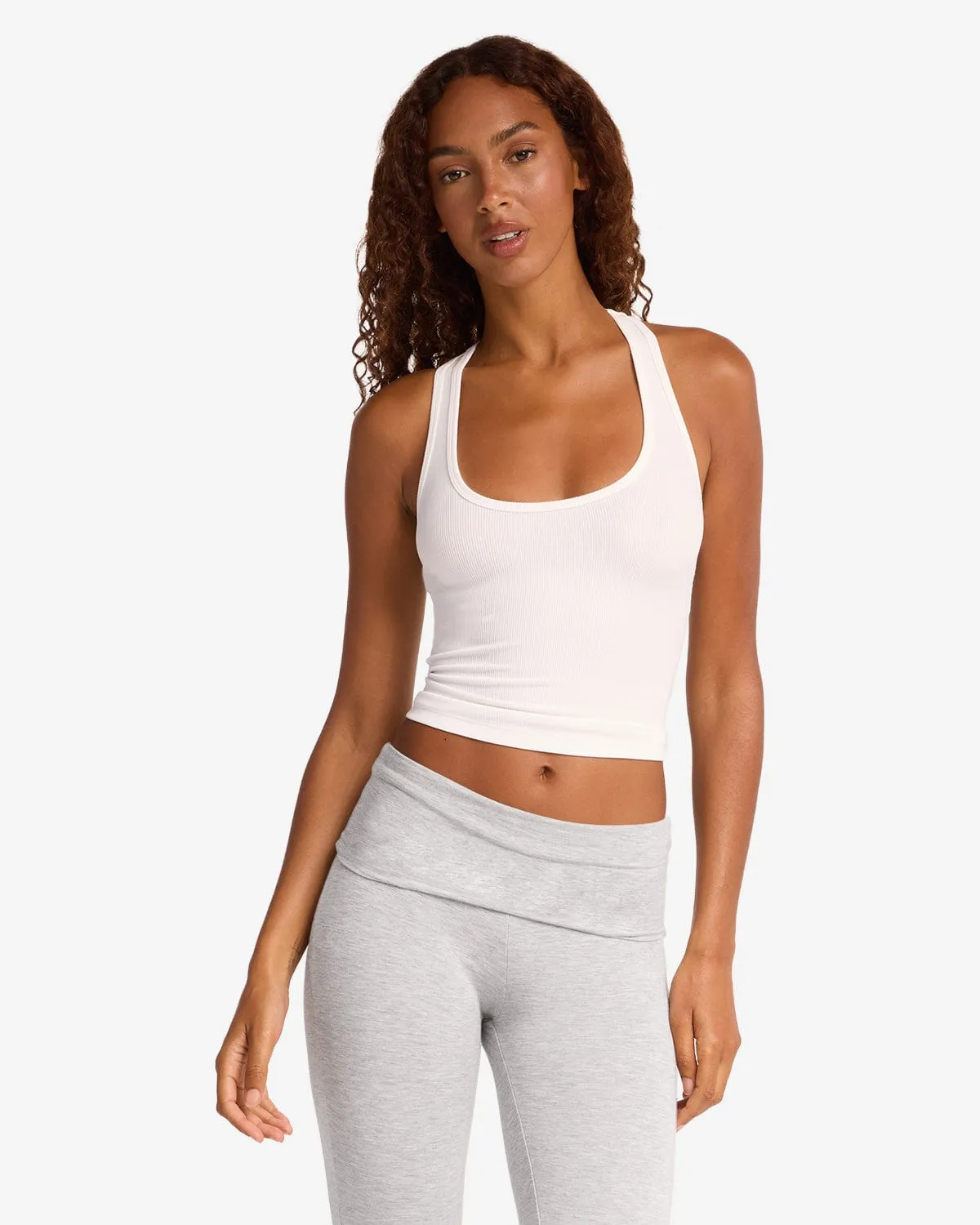 Longline Rib Tank | White sold by Crop Shop Boutique