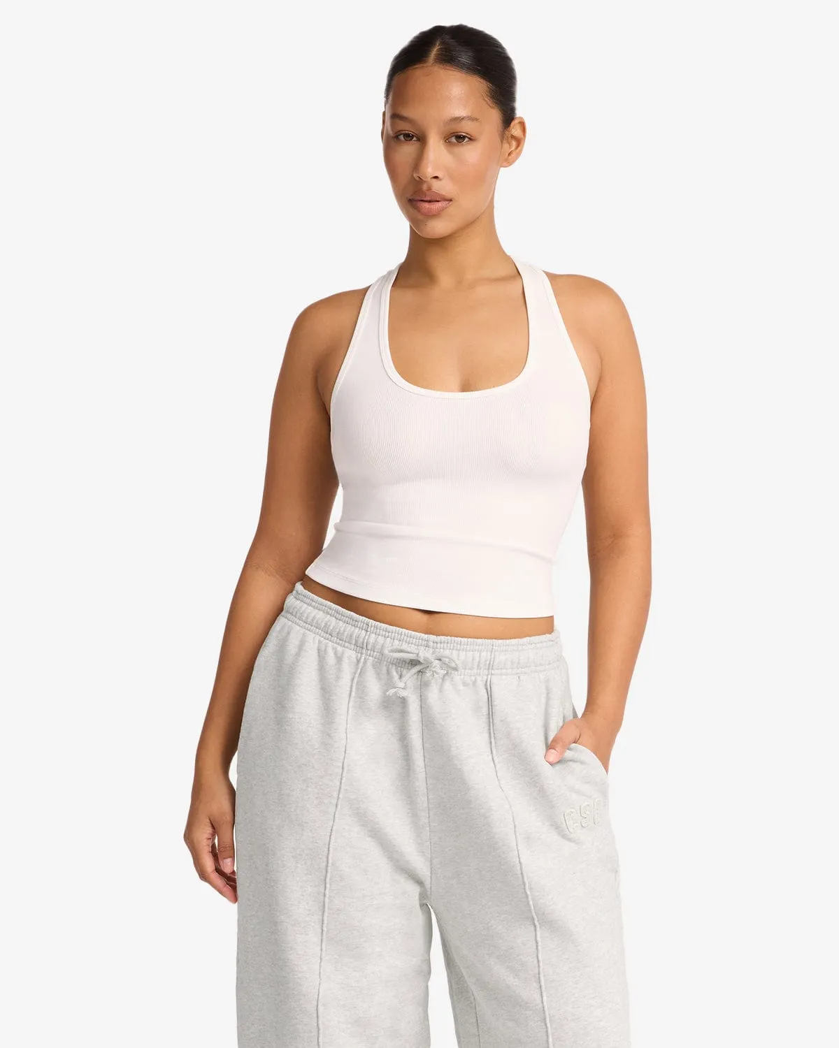 Longline Rib Tank | White sold by Crop Shop Boutique product image thumbnail 5