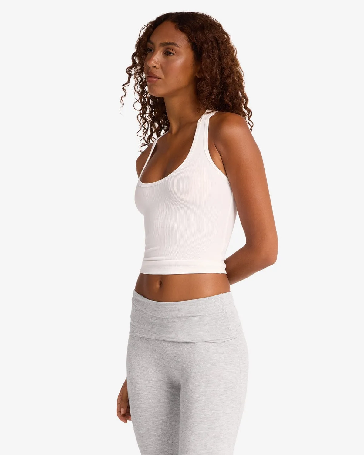 Longline Rib Tank | White sold by Crop Shop Boutique product image thumbnail 3