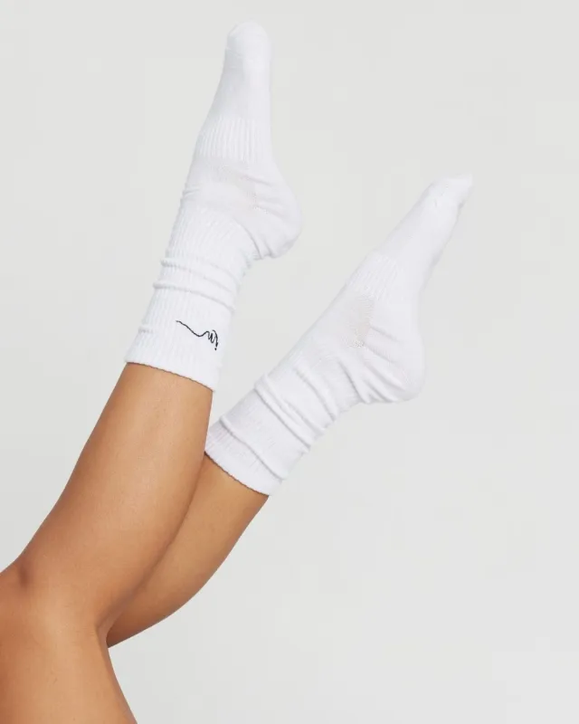 Slouchy Crew Socks | White sold by Crop Shop Boutique