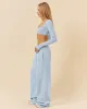 CSB Wide Leg Sweatpant | Dusty Blue sold by Crop Shop Boutique