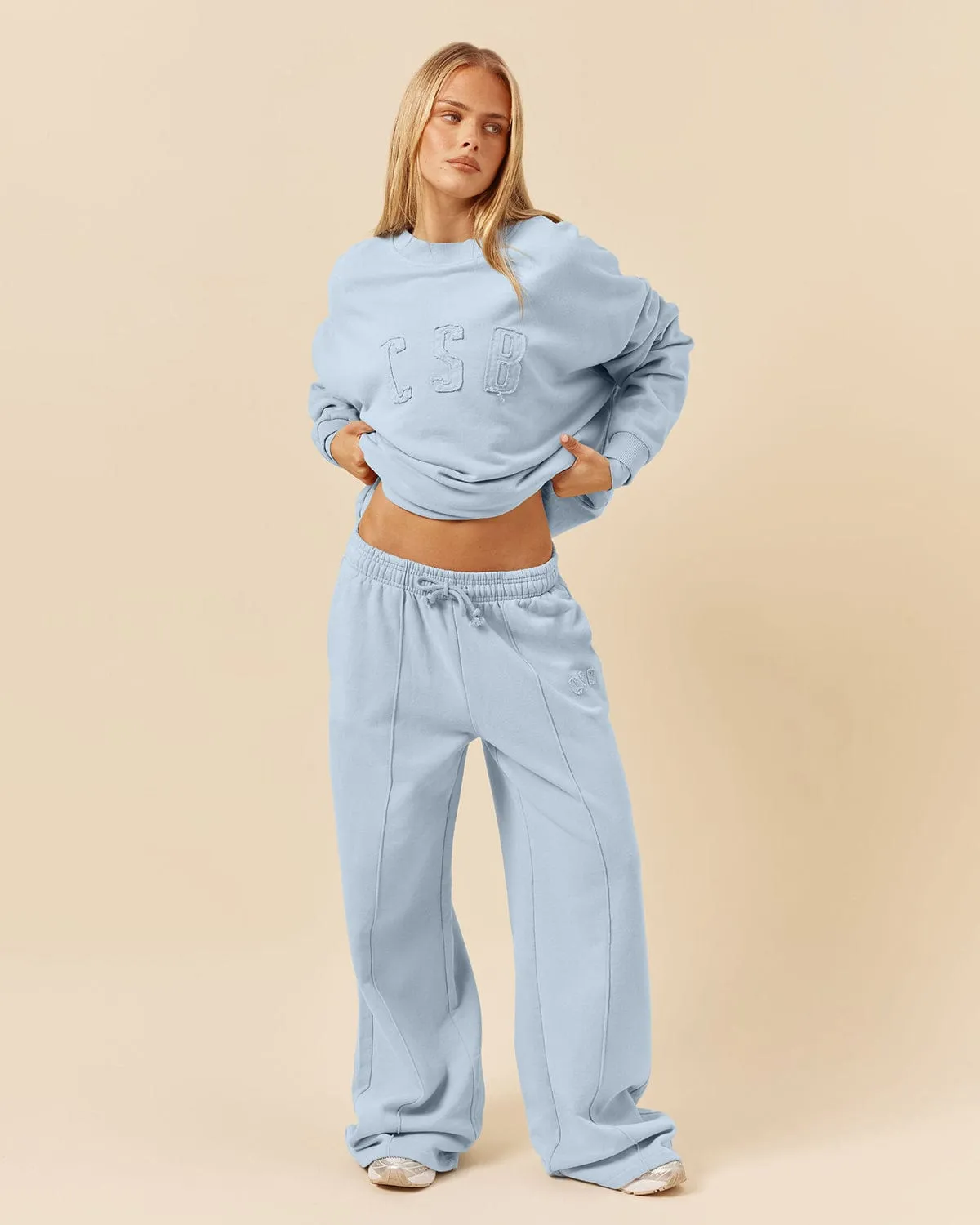 CSB Wide Leg Sweatpant | Dusty Blue sold by Crop Shop Boutique