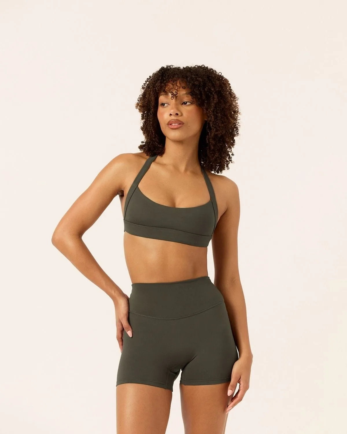 Serenity Invisible Scrunch Shorts 4" | Deep Olive sold by Crop Shop Boutique product image thumbnail 2