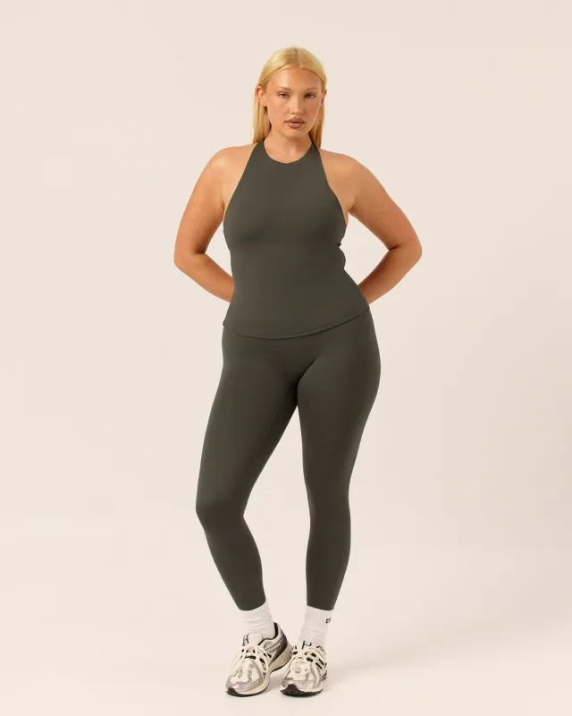Serenity Invisible Scrunch Leggings | Deep Olive sold by Crop Shop Boutique