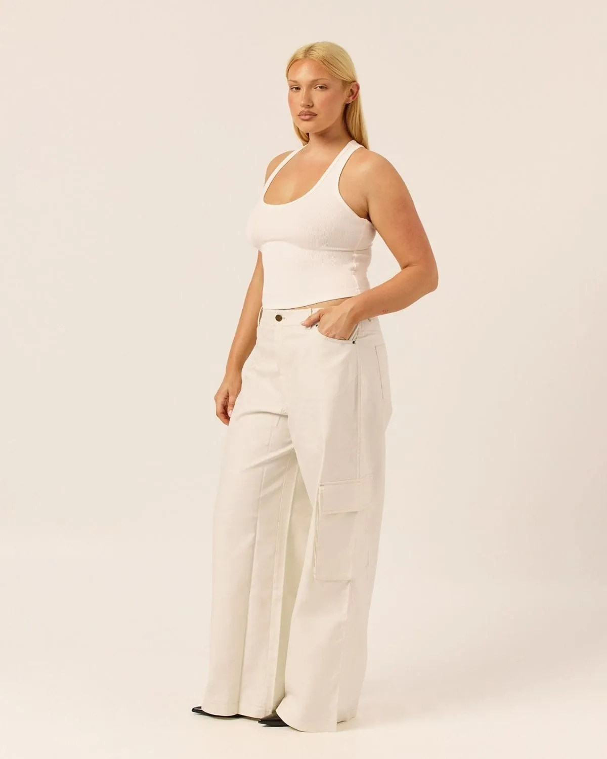 Wide Leg Cargo Pants | Vanilla sold by Crop Shop Boutique product image thumbnail 3