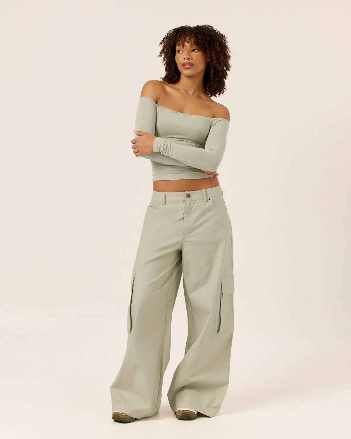 Wide Leg Cargo Pants | Sage sold by Crop Shop Boutique product image thumbnail 2
