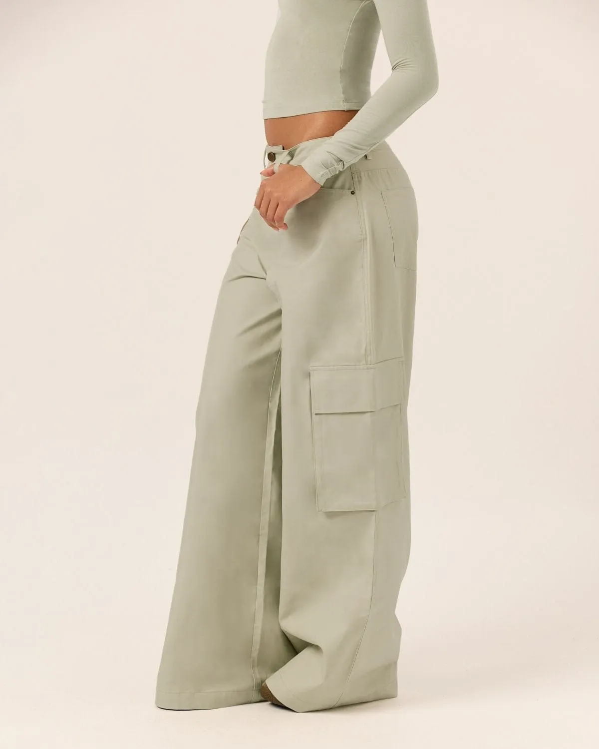 Wide Leg Cargo Pants | Sage sold by Crop Shop Boutique product image thumbnail 3
