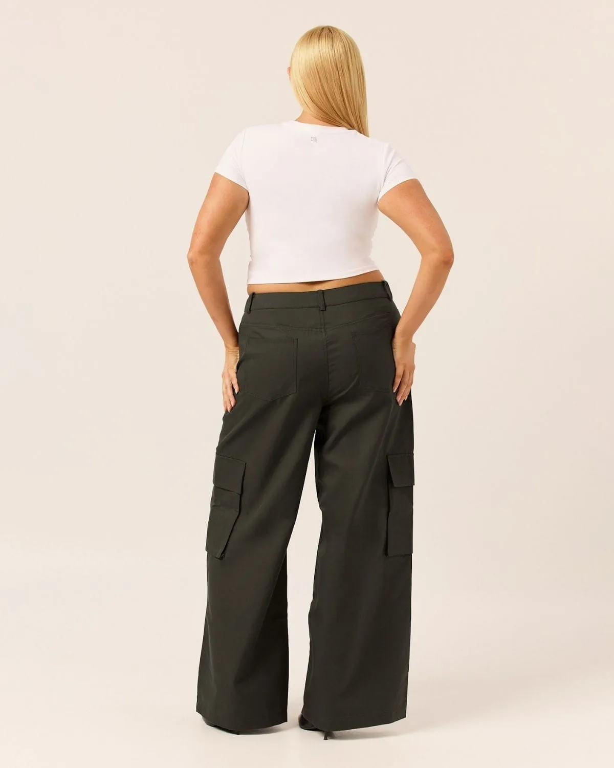 Wide Leg Cargo Pants | Deep Olive sold by Crop Shop Boutique product image thumbnail 5
