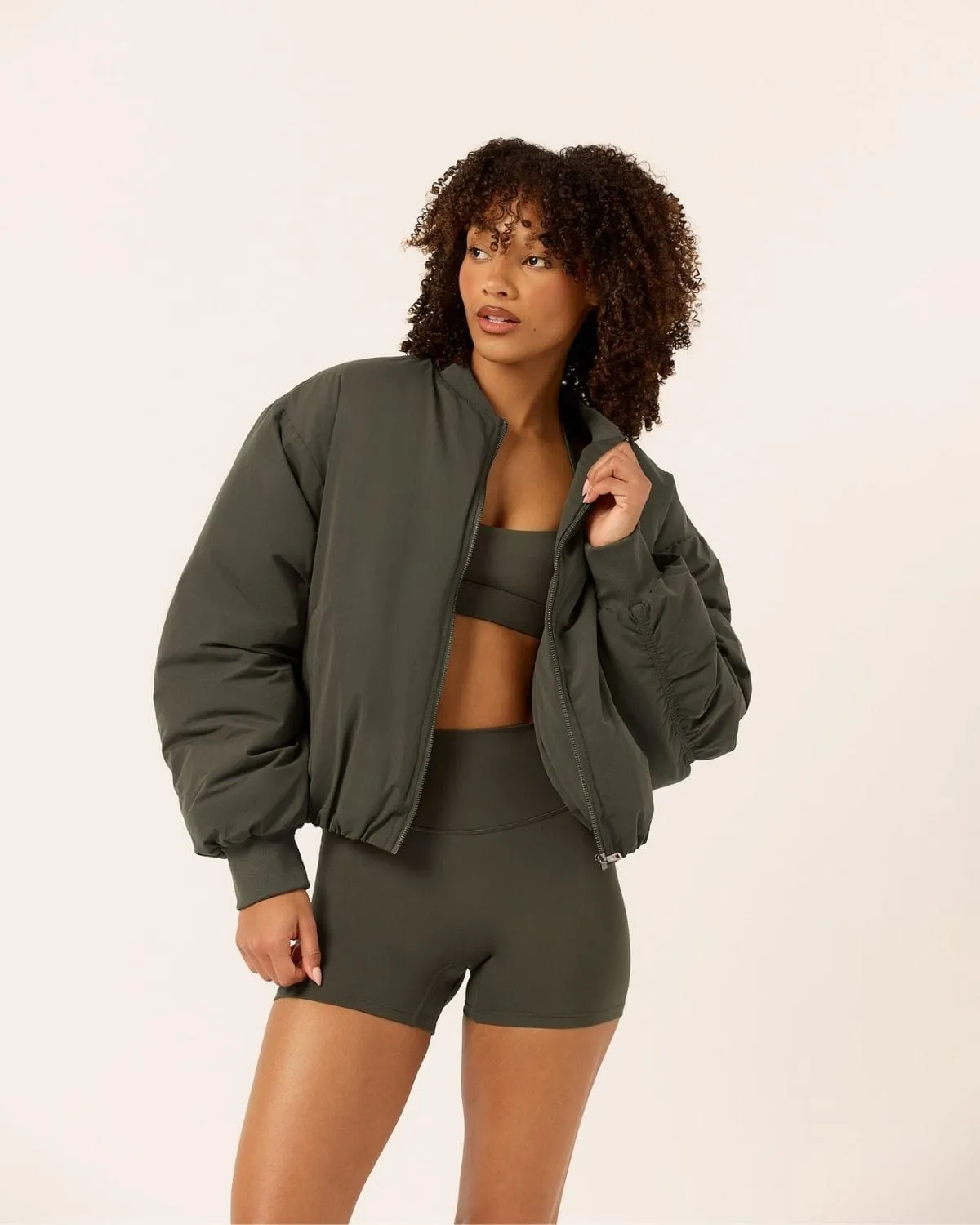 Bomber Jacket | Deep Olive sold by Crop Shop Boutique product image thumbnail 2