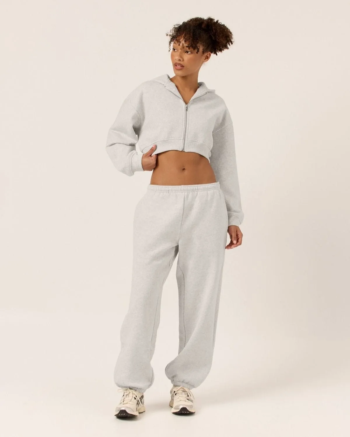 Fleece Oversized Cuff Sweatpants | Snow Marl sold by Crop Shop Boutique product image thumbnail 4