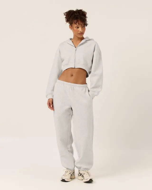 Fleece Oversized Cuff Sweatpants | Snow Marl sold by Crop Shop Boutique