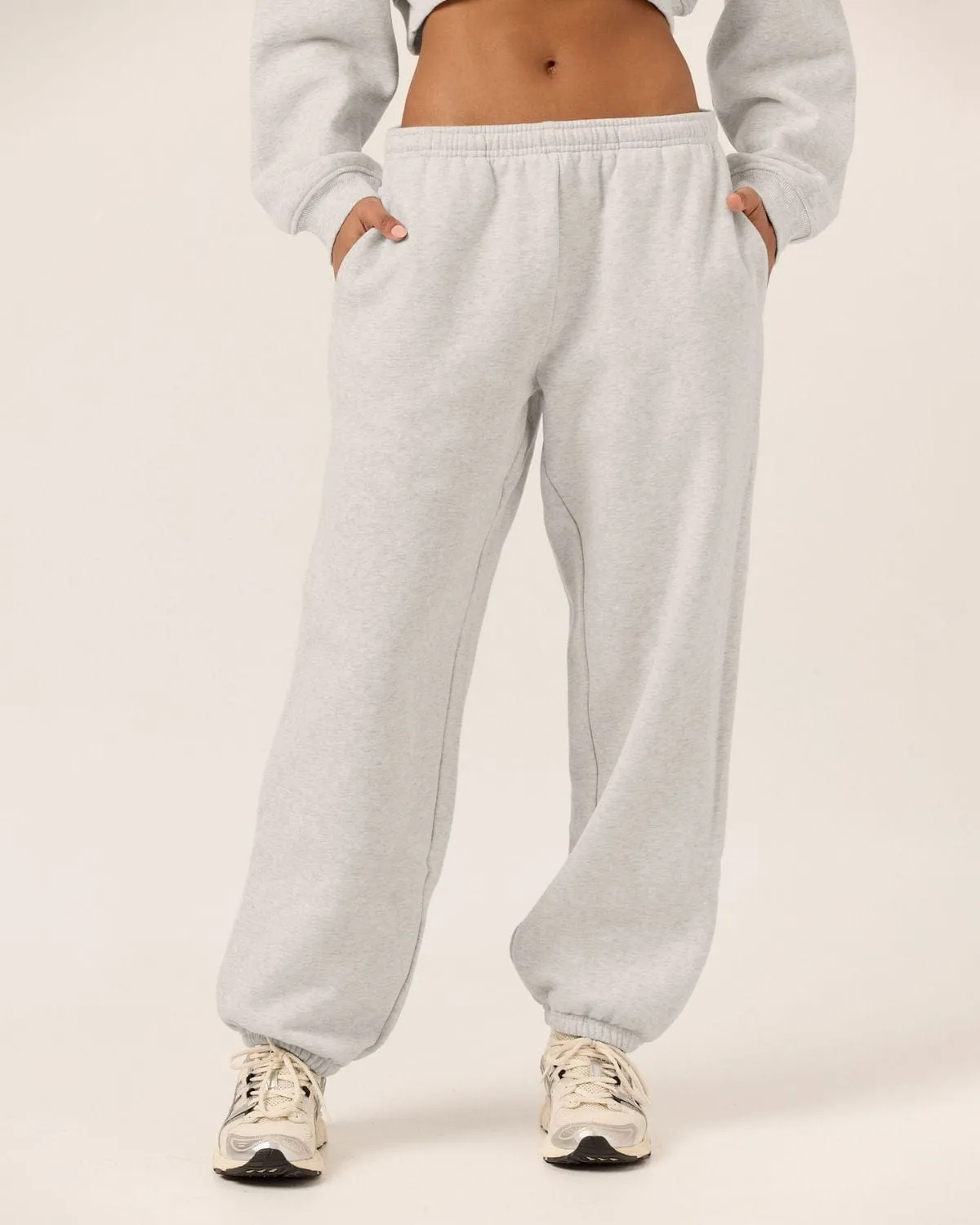 Fleece Oversized Cuff Sweatpants | Snow Marl sold by Crop Shop Boutique product image thumbnail 2