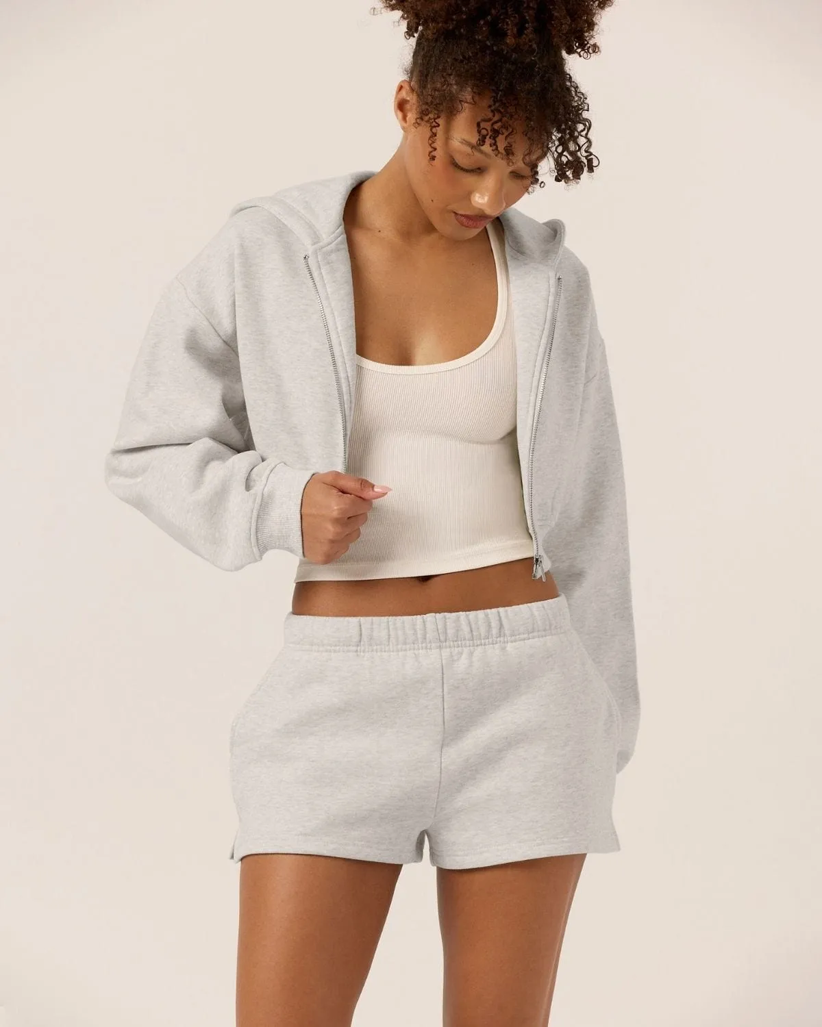 Cropped Zip Hoodie | Snow Marl sold by Crop Shop Boutique product image thumbnail 5