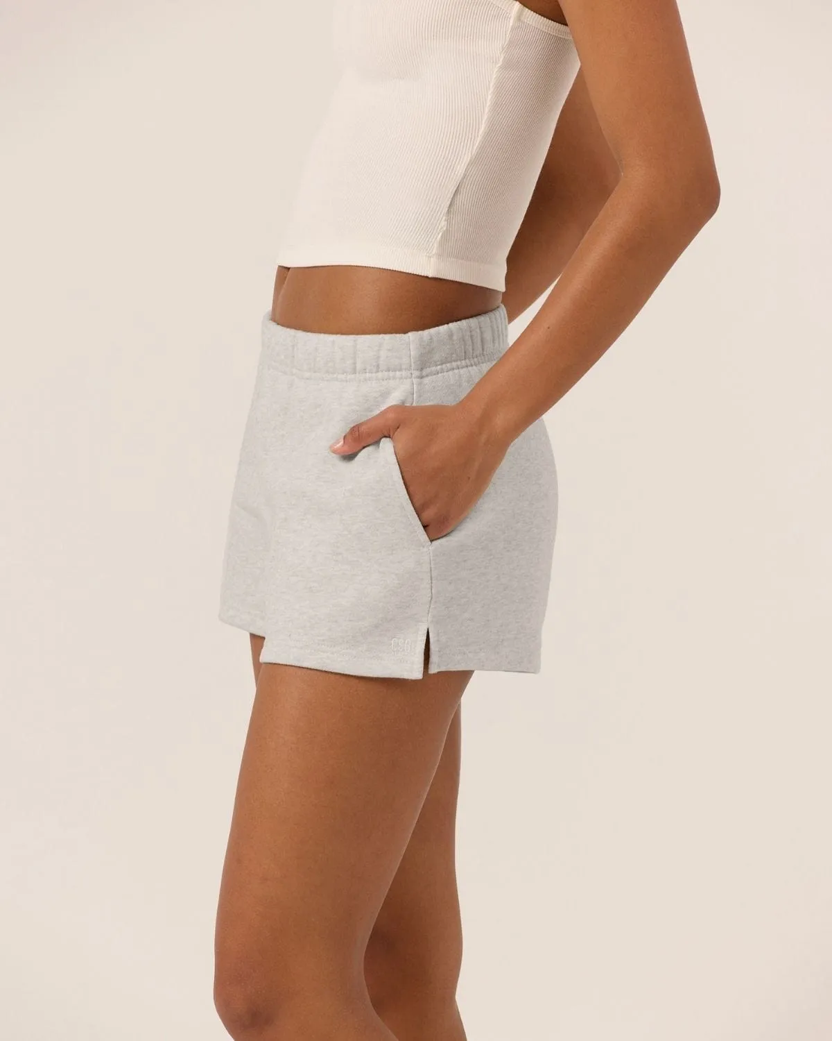 Fleece Sweat Shorts | Snow Marl sold by Crop Shop Boutique product image thumbnail 2