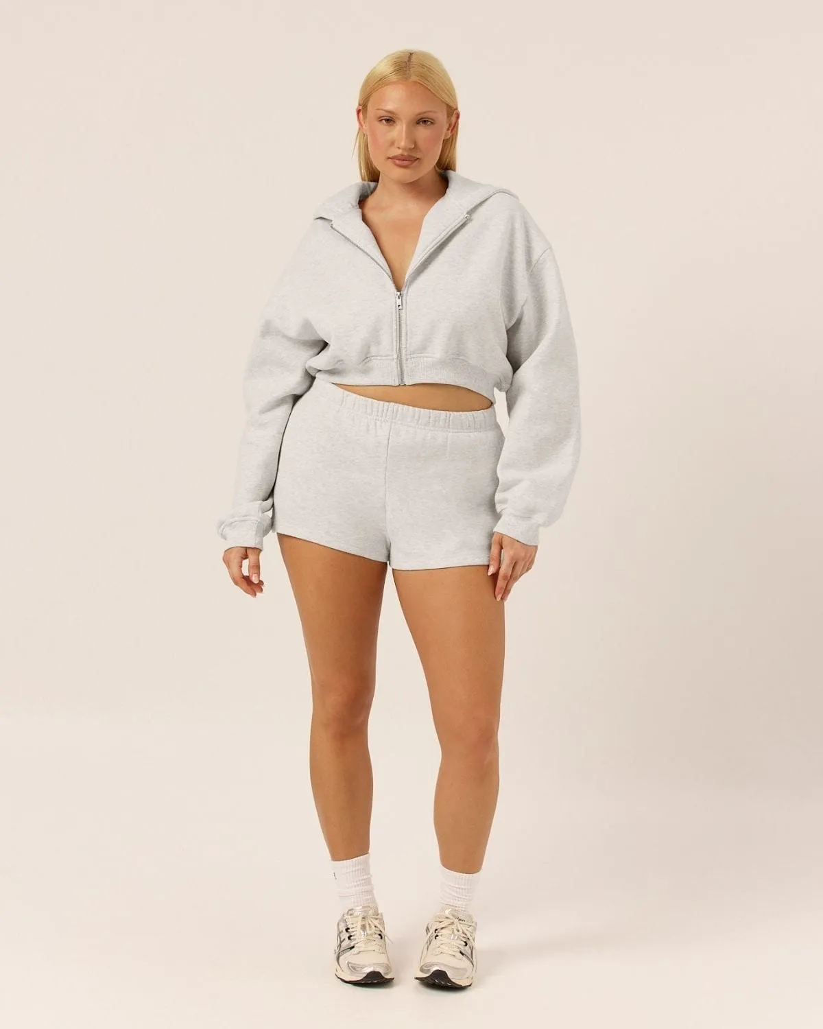 Fleece Sweat Shorts | Snow Marl sold by Crop Shop Boutique product image thumbnail 5