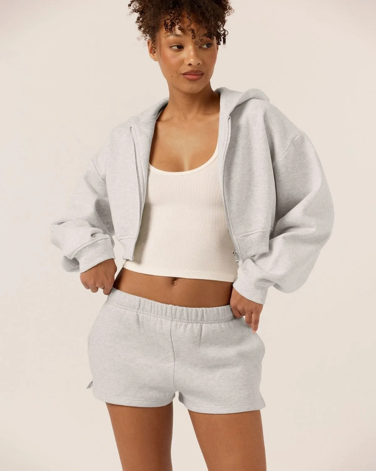 Fleece Sweat Shorts | Snow Marl sold by Crop Shop Boutique product image thumbnail 3