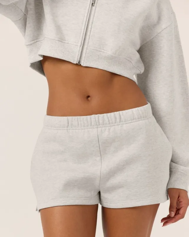 Fleece Sweat Shorts | Snow Marl sold by Crop Shop Boutique