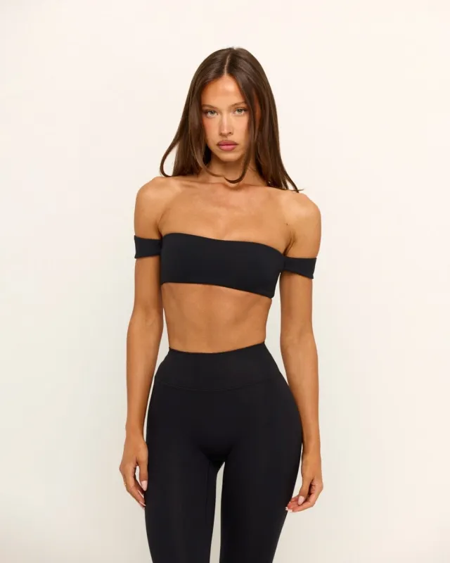 Form Off Shoulder Bandeau | Black sold by Crop Shop Boutique