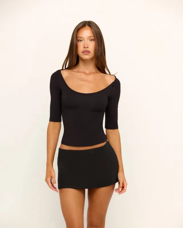 Short Sleeve Top | Black sold by Crop Shop Boutique