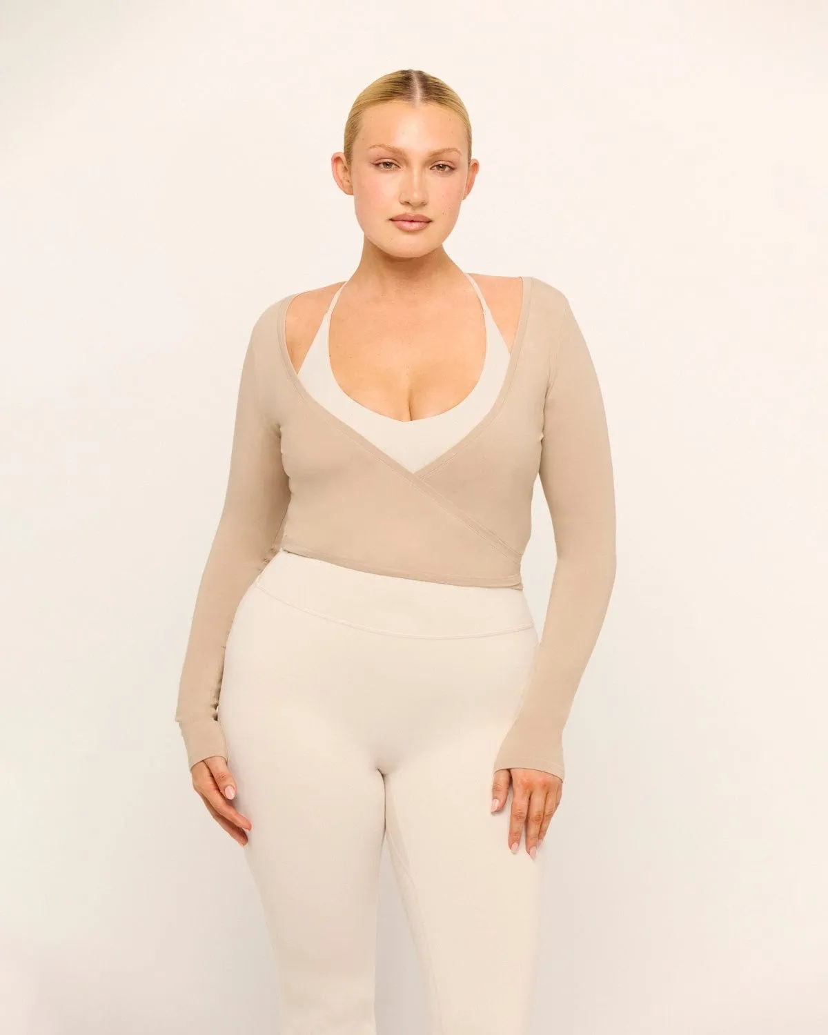 Ballet Wrap Top | Fawn sold by Crop Shop Boutique product image thumbnail 4
