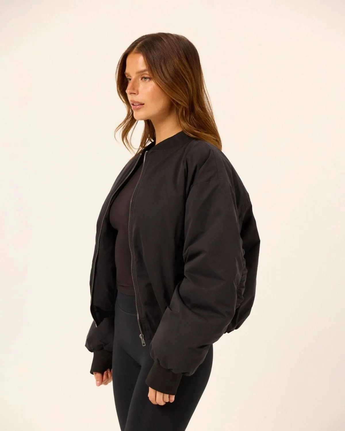 Bomber Jacket | Black sold by Crop Shop Boutique product image thumbnail 3