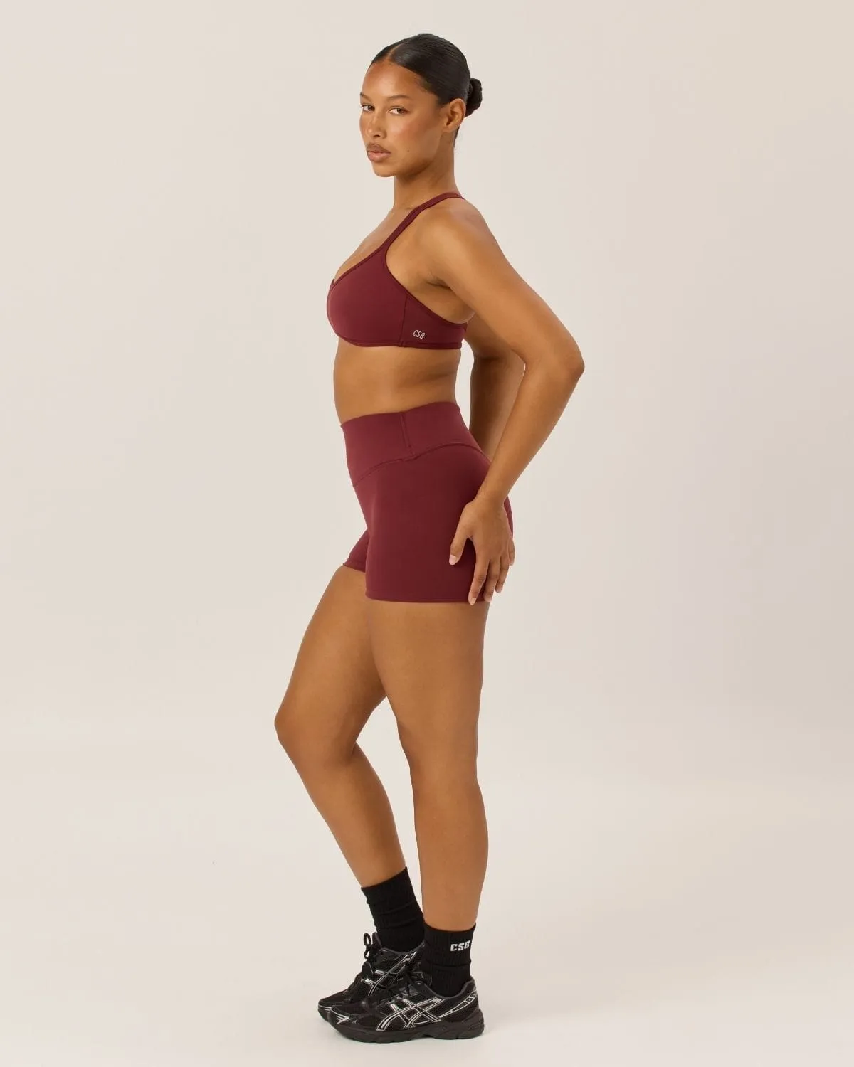 Serenity Invisible Scrunch Shorts 4" | Burgundy sold by Crop Shop Boutique product image thumbnail 4