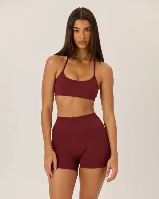Serenity Invisible Scrunch Shorts 4" | Burgundy sold by Crop Shop Boutique
