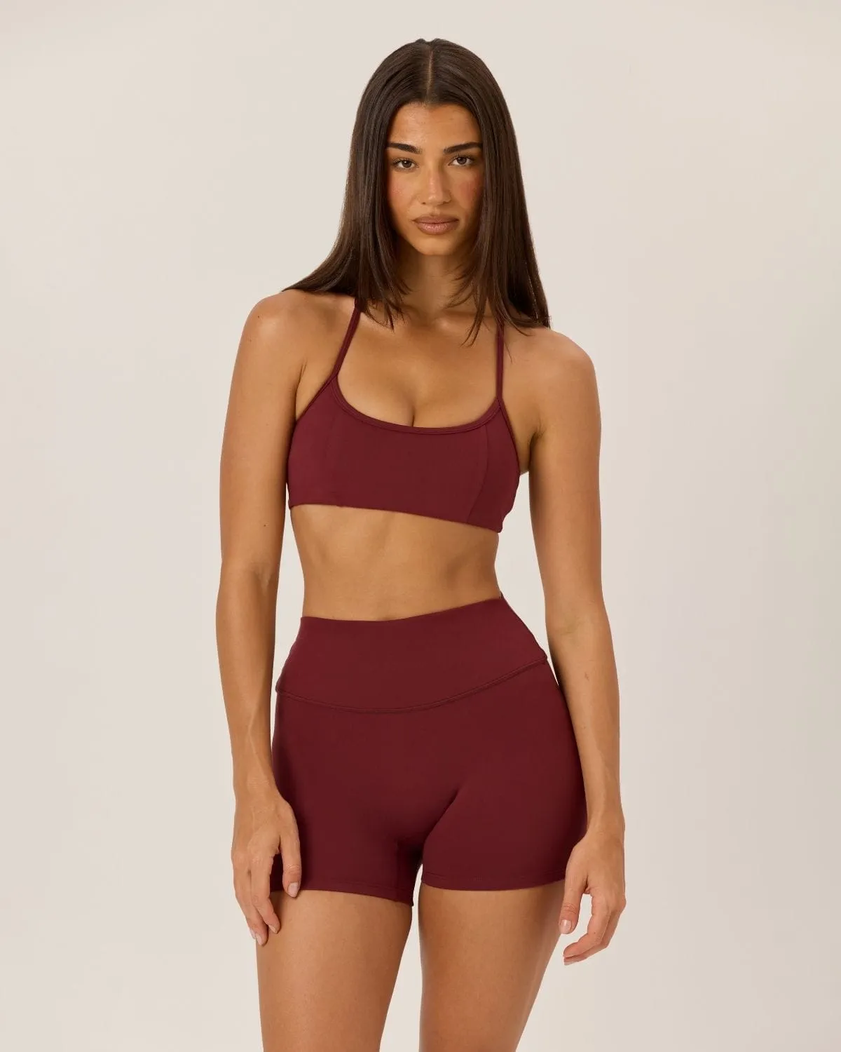 Serenity Invisible Scrunch Shorts 4" | Burgundy sold by Crop Shop Boutique