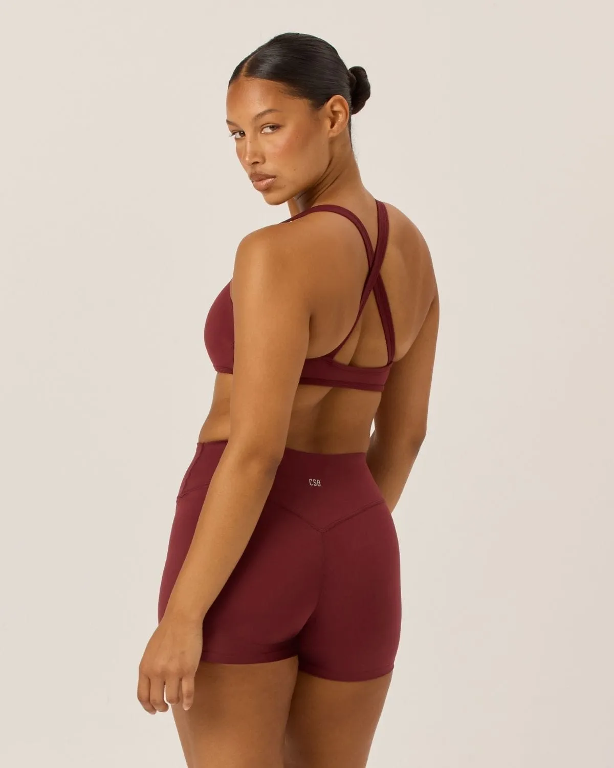 Serenity Invisible Scrunch Shorts 4" | Burgundy sold by Crop Shop Boutique product image thumbnail 5