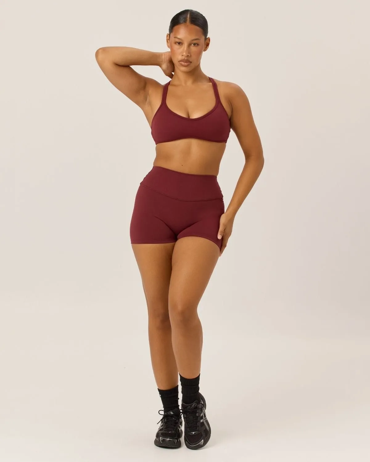 Serenity Invisible Scrunch Shorts 4" | Burgundy sold by Crop Shop Boutique product image thumbnail 3