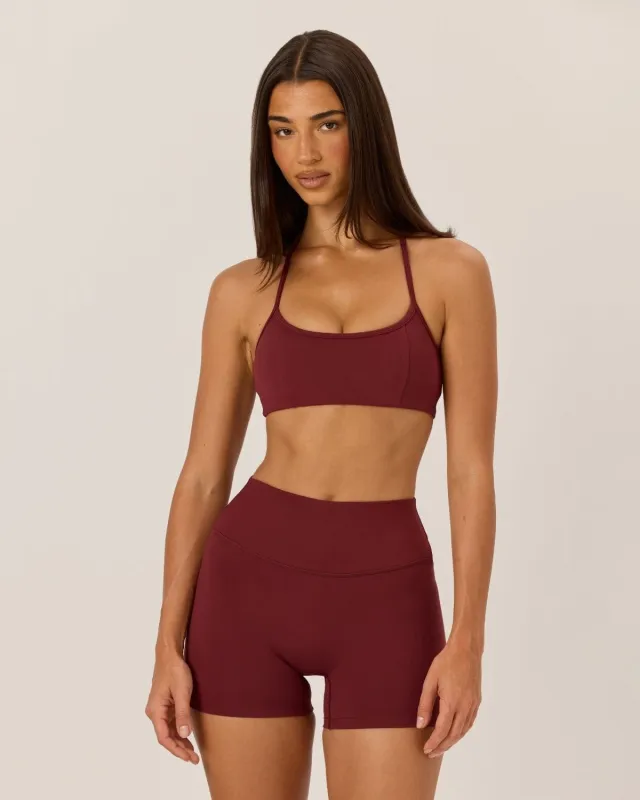 Serenity Contour Halter Crop | Burgundy sold by Crop Shop Boutique