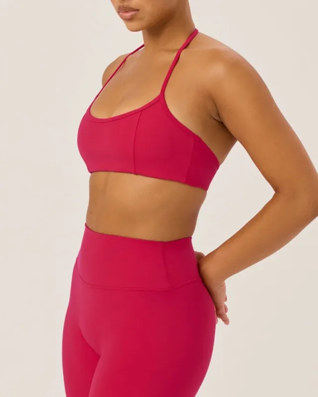 Serenity Contour Halter Crop | Strawberry sold by Crop Shop Boutique
