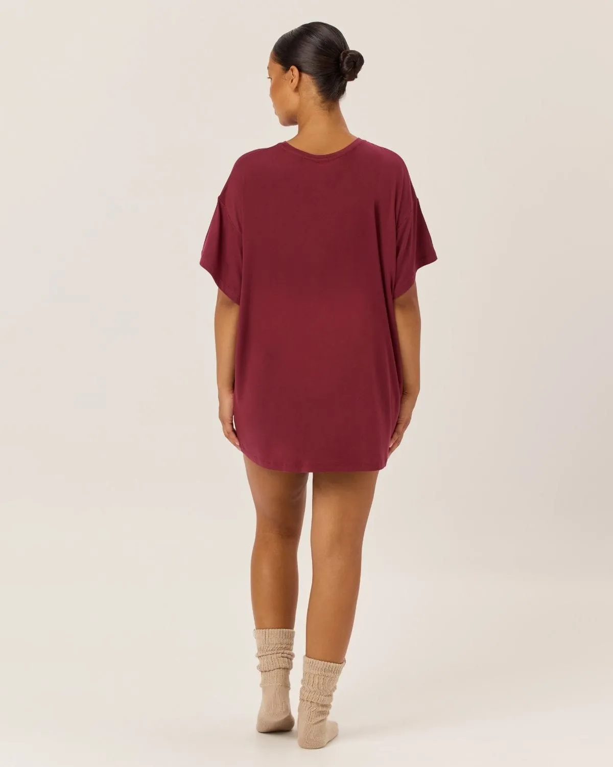 Oversized Sleep Tee | Burgundy sold by Crop Shop Boutique product image thumbnail 2