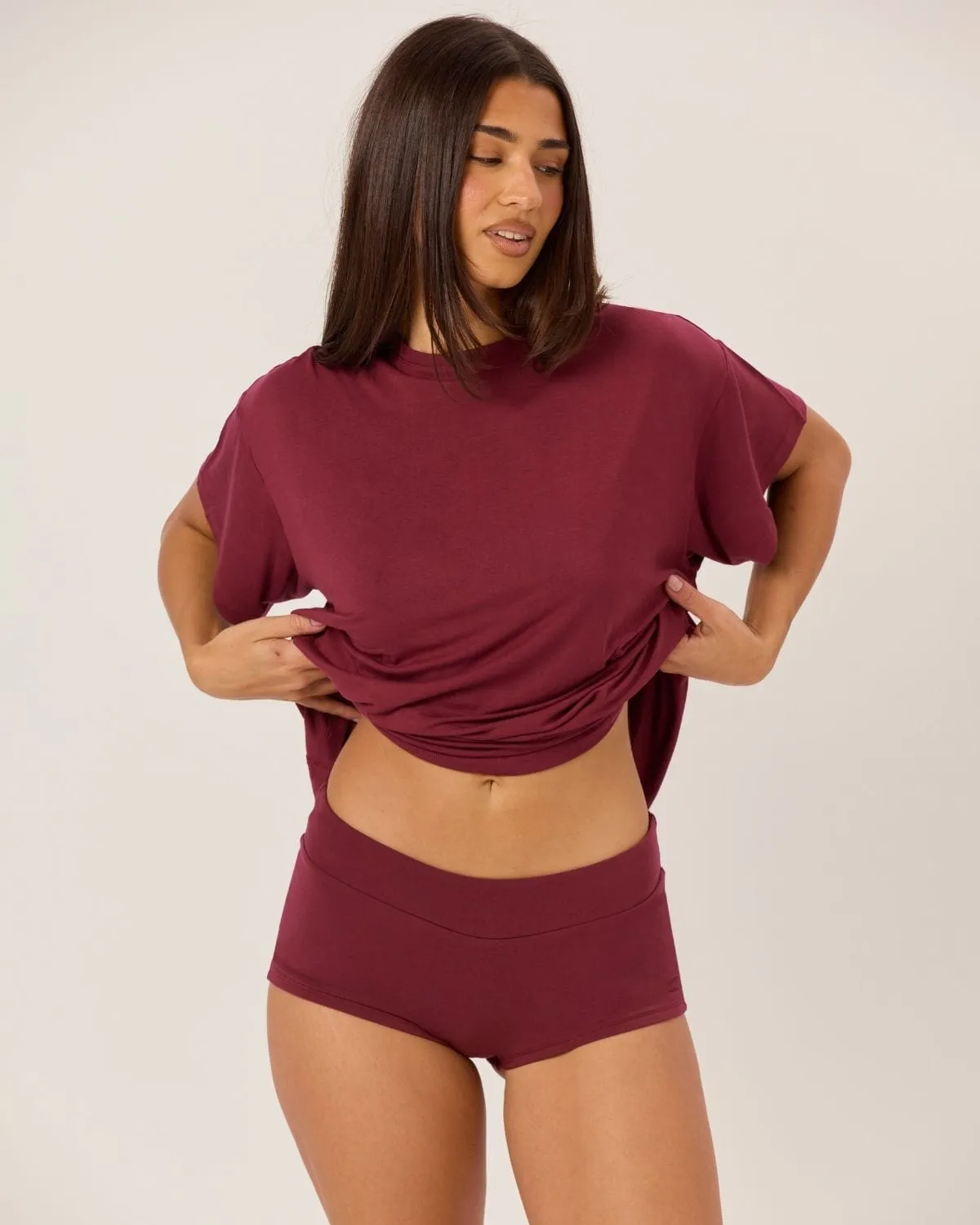 Oversized Sleep Tee | Burgundy sold by Crop Shop Boutique product image thumbnail 3