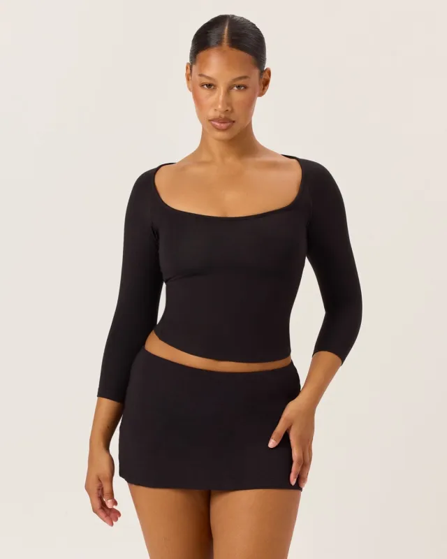 3/4 Sleeve Top | Black made by Crop Shop Boutique