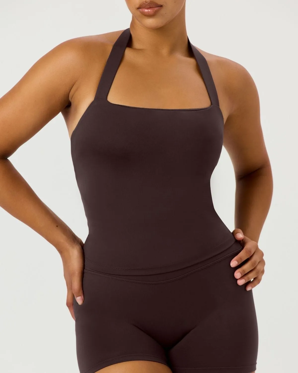 Serenity Halle Halter Tank | Espresso sold by Crop Shop Boutique product image thumbnail 4