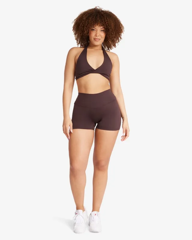 Serenity Scrunch Shorts 4" | Espresso sold by Crop Shop Boutique